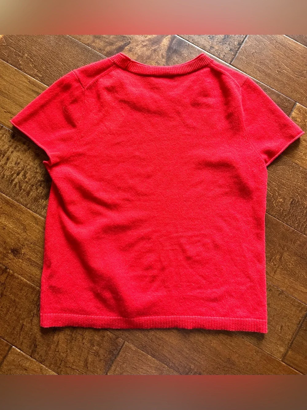 J.Crew 100% Cashmere Red Short Sleeve Crewneck Sweater Size L